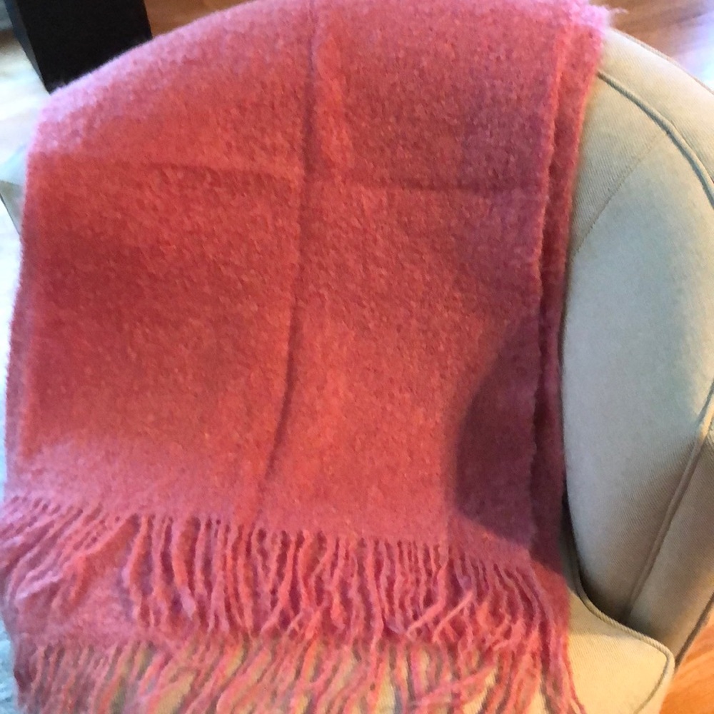 Andrew Stuart Stunning Cold Weather Pure Mohair Scarf Blanket Shawl Pink VTG